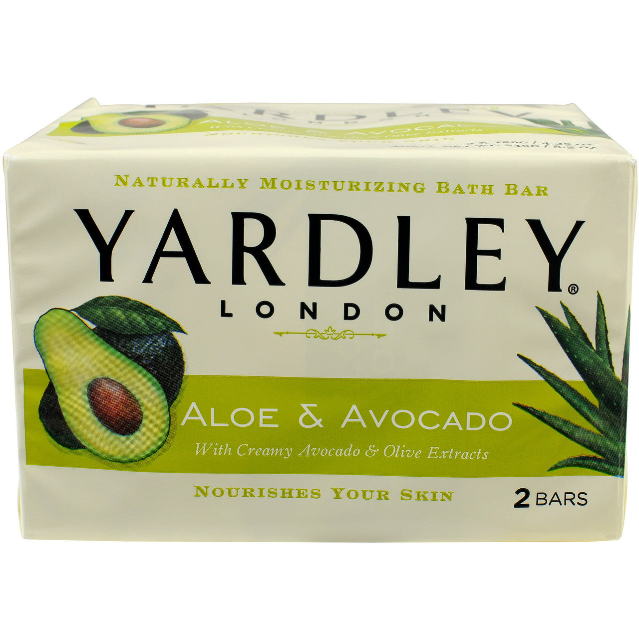 Yardley London Naturally Moisturizing Bath Bar, With Aloe And Avocado, 2 Ea